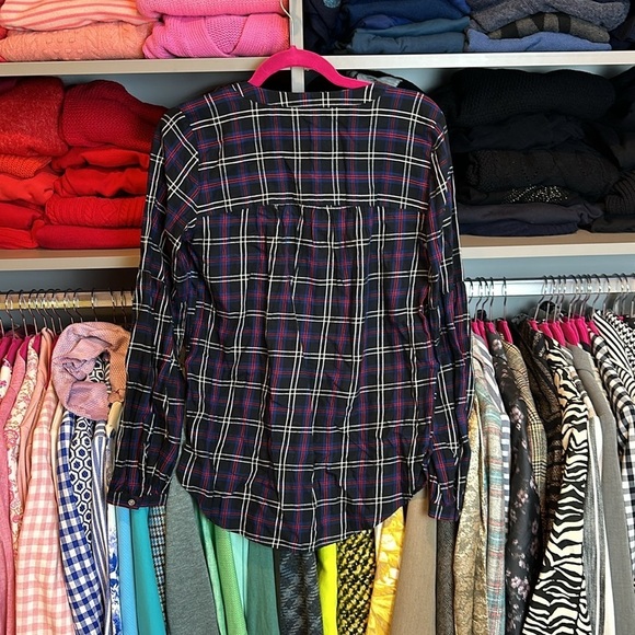 Loft black/red/blue/white plaid popover blouse size XS NWT - Picture 3 of 3